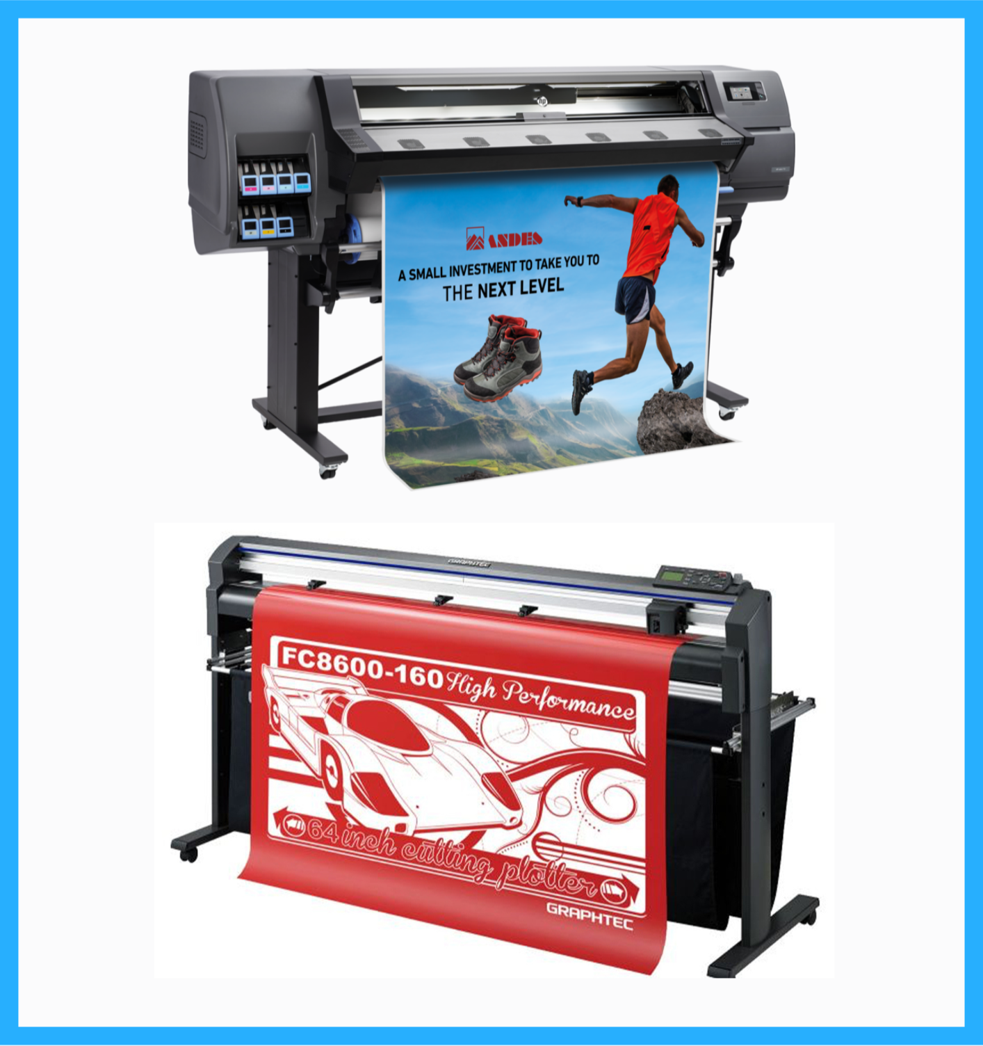 ON SALE - BUNDLE - HP Latex 115 54" Large-Format Printer - Refurbished (90 Days Warranty) + 64" Graphtec FC8600-160 High Performance Vinyl Cutting Plotter - Refurbished (90 Days Warranty)