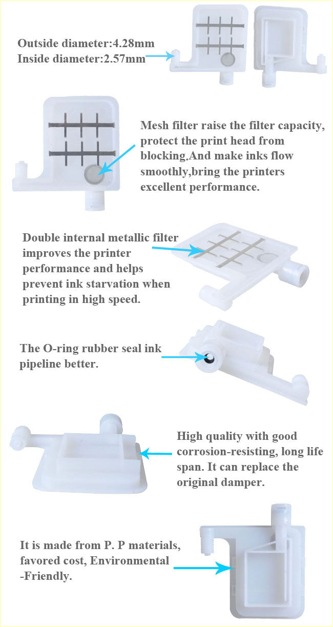 Big Damper with Double Internal Metallic Filter for Epson DX4/DX5 Printhead