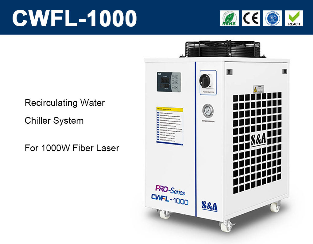 CW-FL-1000BN Industrial Water Chiller for Cooling 1000W Fiber Laser, 2.01HP, AC 1P 220V, 60Hz