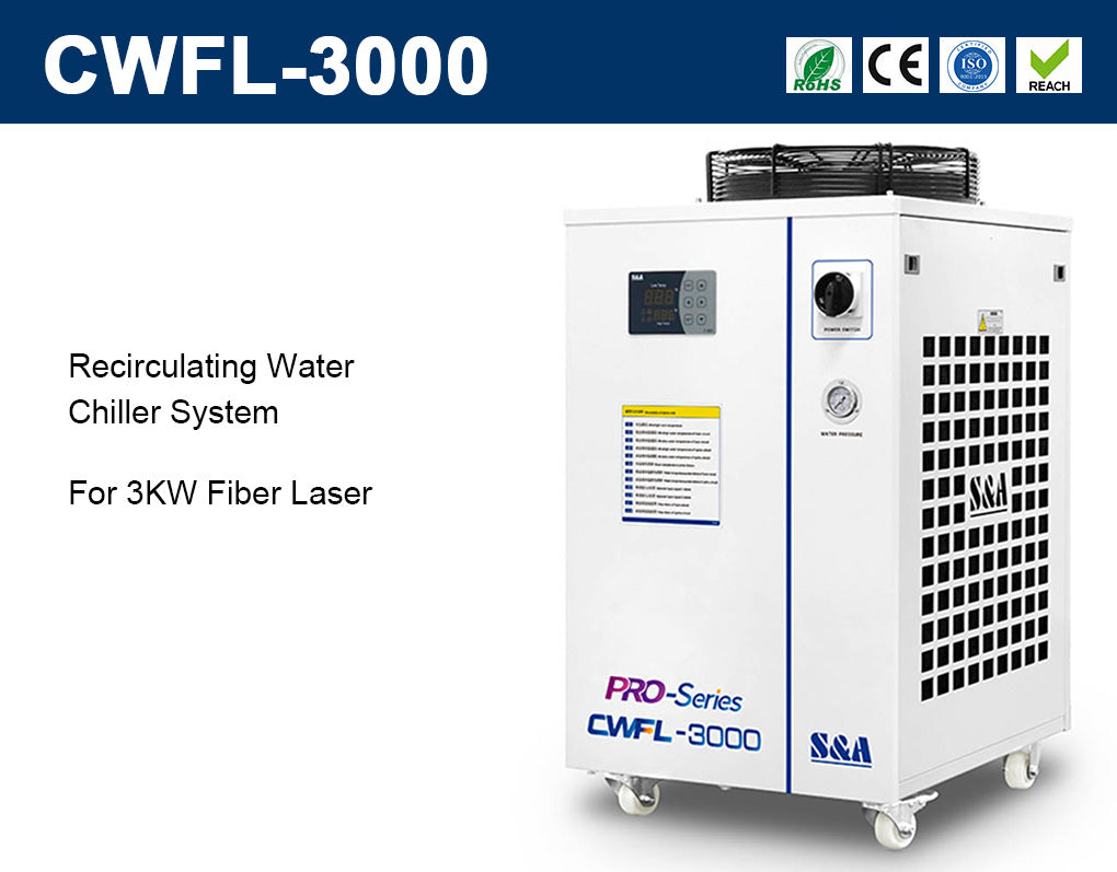 S&A CWFL-3000BN Industrial Water Chiller for 3000W Fiber Laser AC 1P 220V, 60Hz