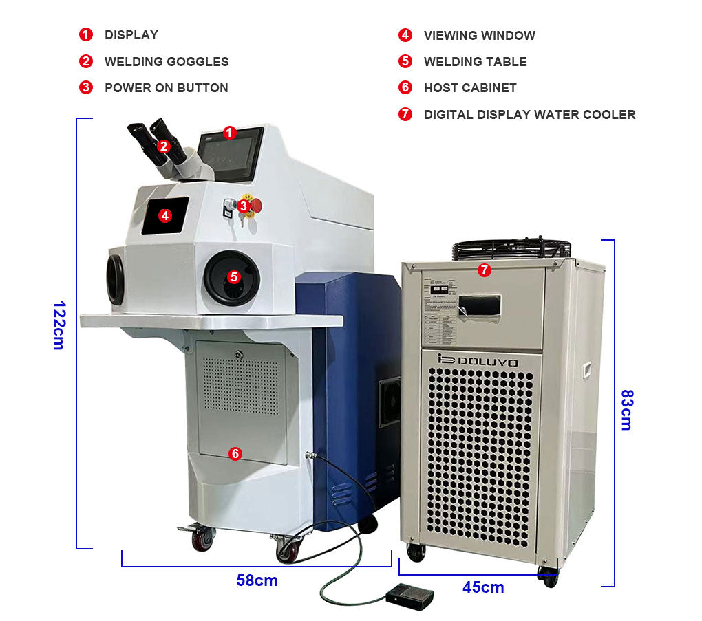 CALCA 200W Laser Spot Welding Machine + Industrial Water Chiller for Metal Gold Silver Jewelry(60 Joules)