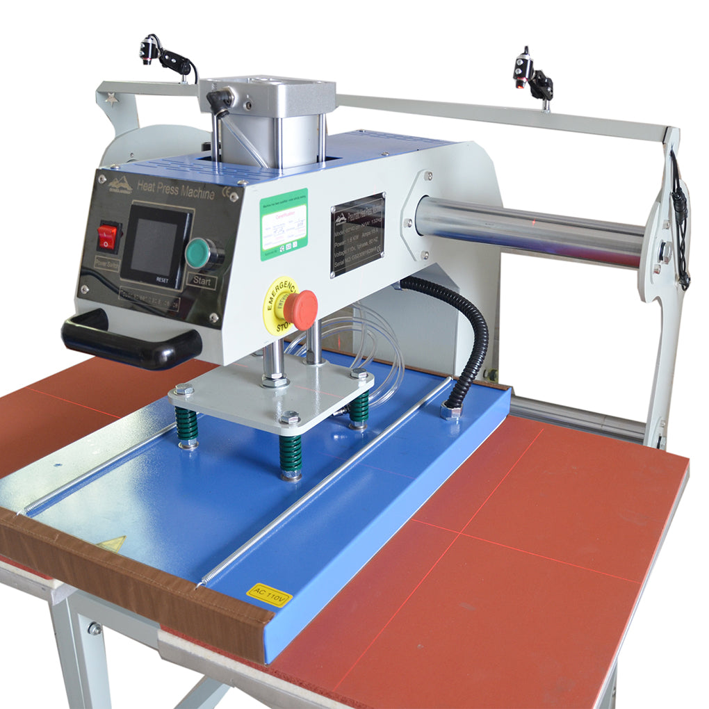 US Stock, Qomolangma 16in x 24in Semi-Automatic Pneumatic Double Station Heat Press with Laser Positioning System