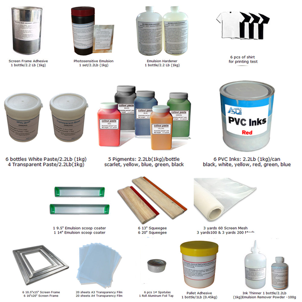 6 Color Silk Screen Printing Kit Silk Screen Printer & Press Tools Materials (SPK-RD-KIT-019)