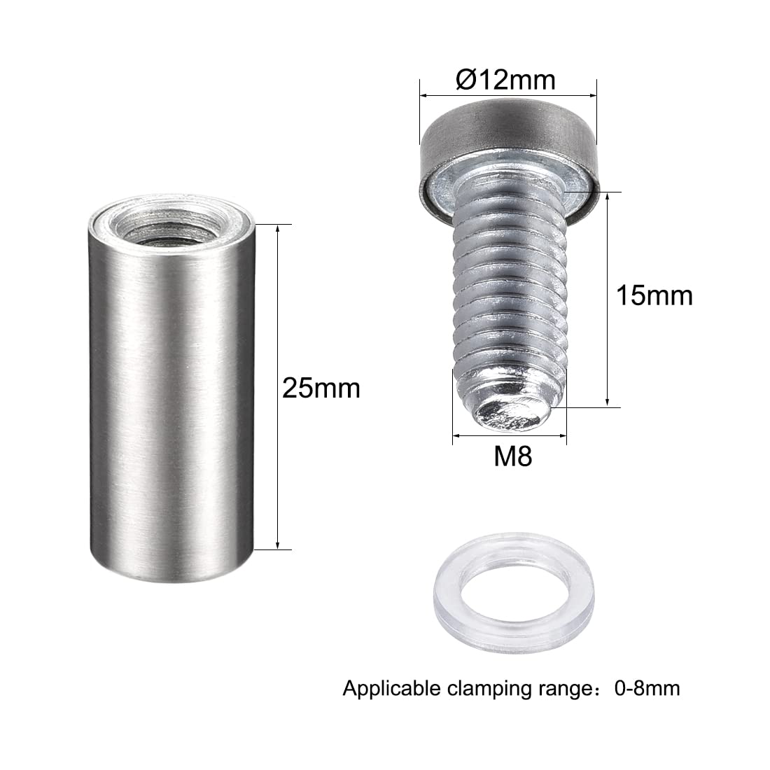 Wall Mount Acrylic Sign Standoff Screws Holders Glass Nails - 10pcs (12x30mm)