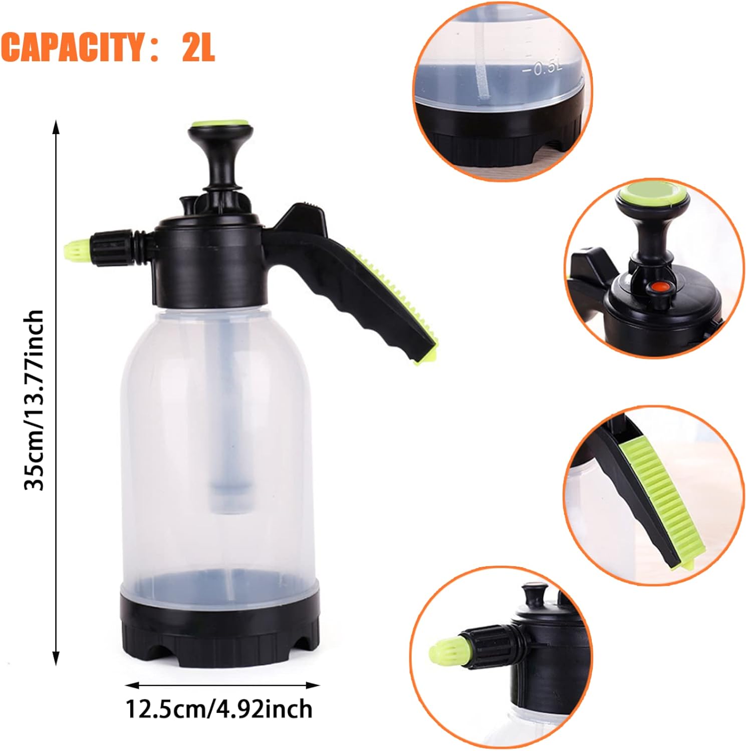 2L Pressure Sprayer Bottle Pump Action Water Sprayer for Fertiliser Weed Killer