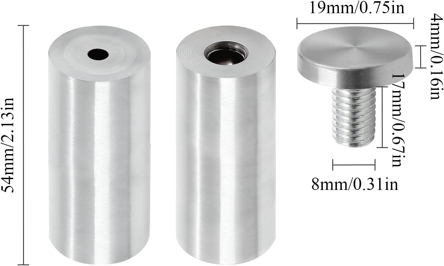 Stainless Steel Standoff Screws Wall Sign Advertising Nail for Hanging Acrylic Picture Frame (Silver) - 12pcs (3/4" x 2-2/5")
