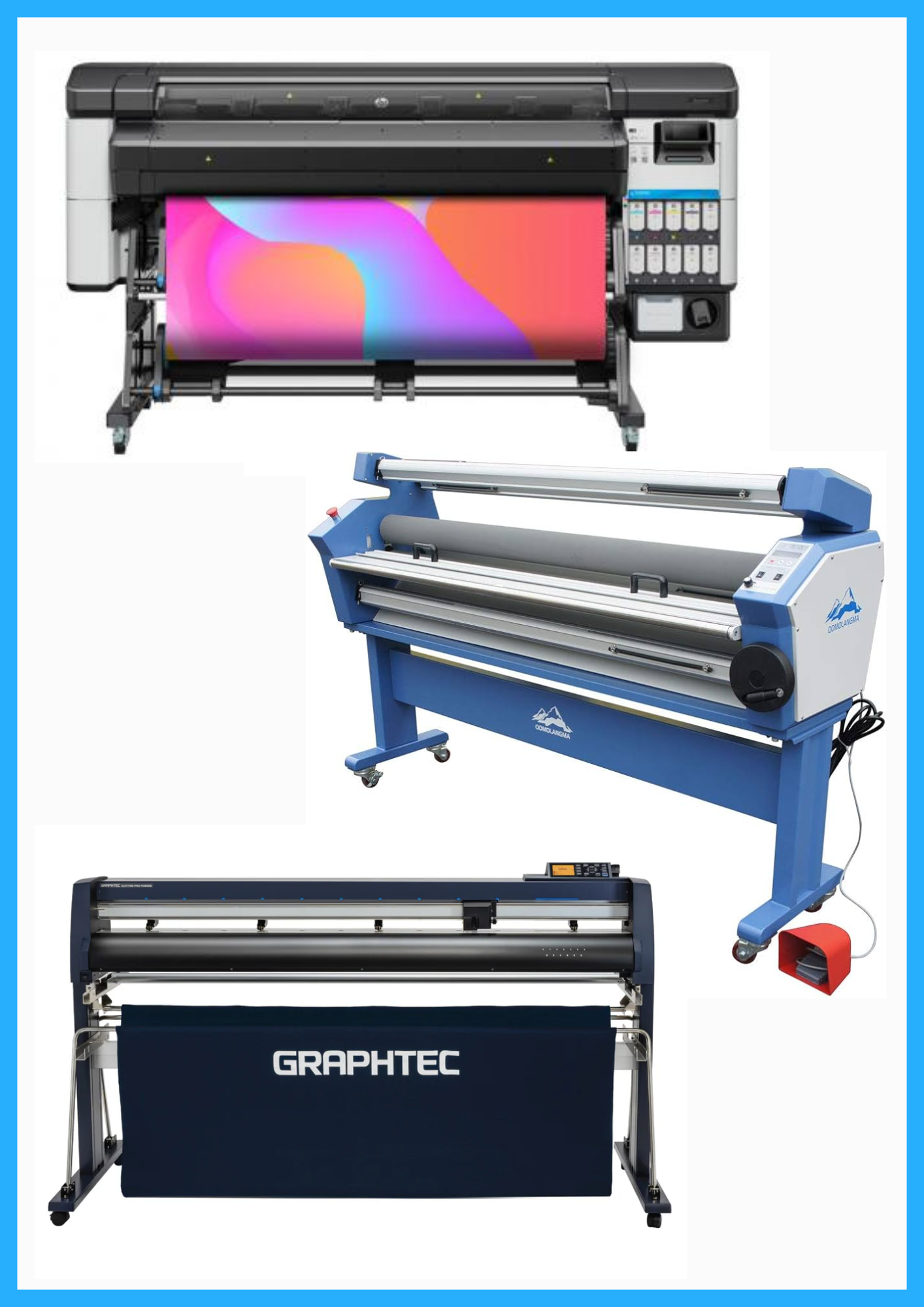 ON SALE - COMPLETE SOLUTION - HP Latex 630 W 64" Printer - New + 64" Graphtec FC9000-160 Wide Cutter - Refurbished (1 Year Warranty) + 55" Full-Auto Wide Format Cold Laminator with Heat Assisted - New
