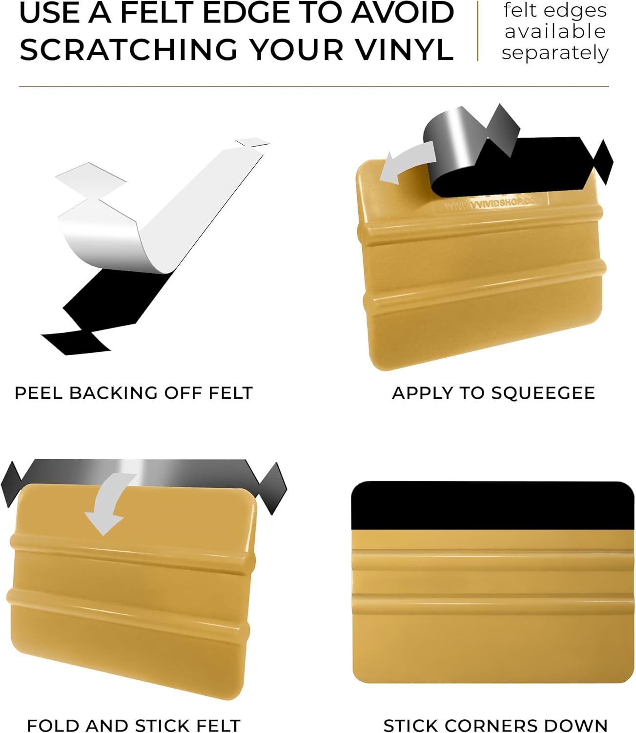 Gold Medium Vinyl Wrap Squeegee (10cmx7cm) - 1pcs