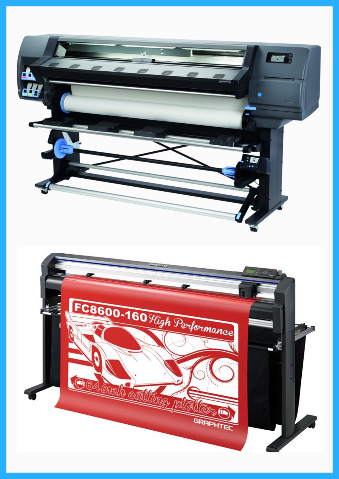 ON SALE - BUNDLE - HP Latex 335 64" Large-Format Printer - Refurbished (90 Days, 1-4 Years Warranty) + 64" Graphtec FC8600-160 High Performance Vinyl Cutting Plotter - Refurbished (90 Days Warranty)