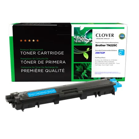 Clover Remanufactured High Yield Cyan Toner Cartridge for Brother TN225