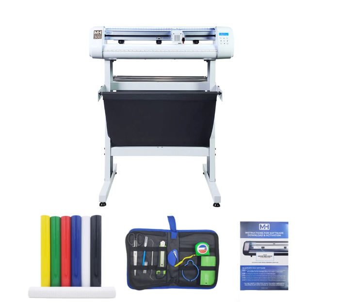 28" Vinyl Cutter Machine with ARMS Contour Cutting & Barcode Job Management (Craft White Starter Bundle) - MH300