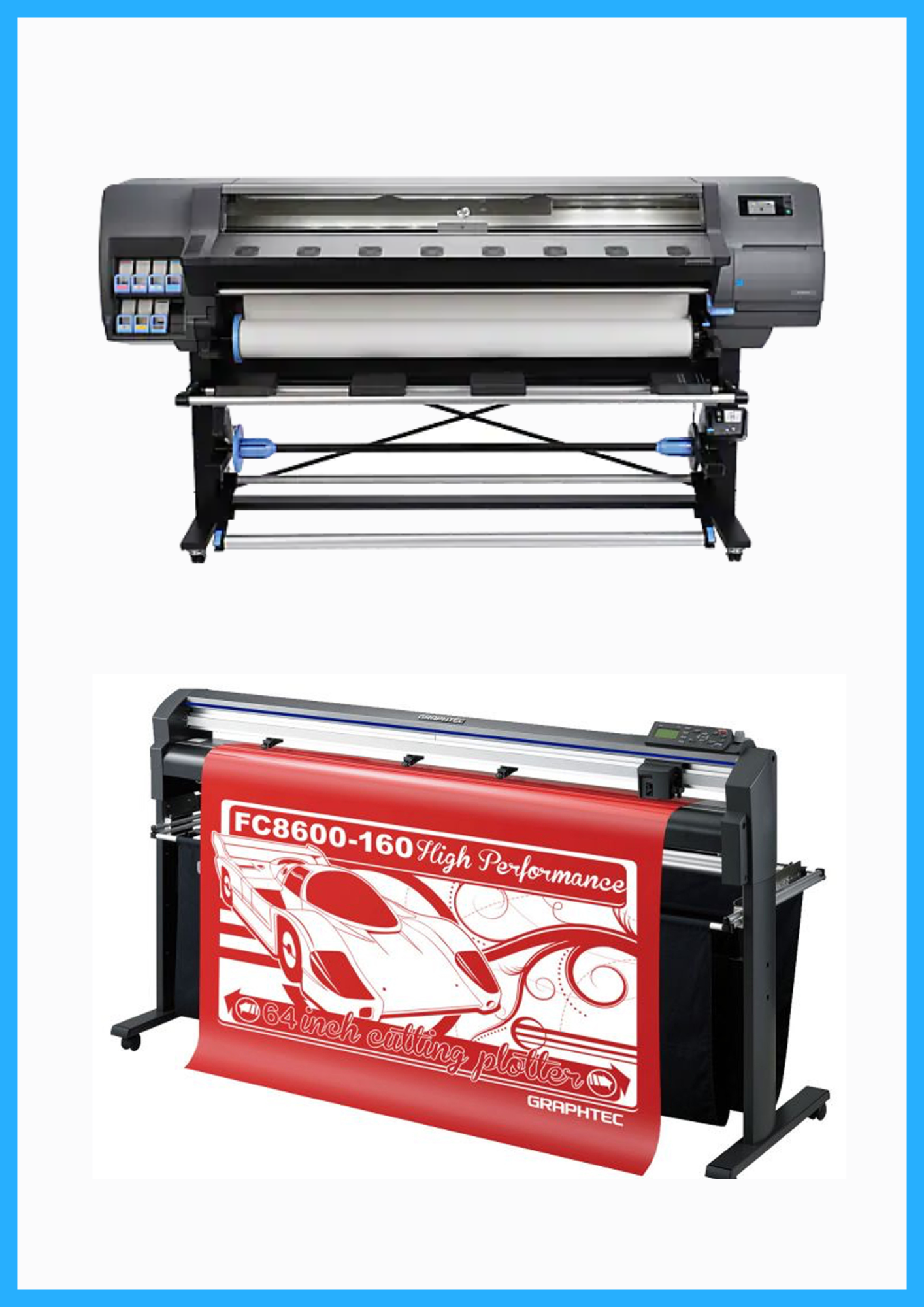 ON SALE - BUNDLE - HP Latex 330 64" Printer - Refurbished (90 Days, 1, 2, 3 or 4 Years Warranty) + 64" Graphtec FC8600-160 High Performance Vinyl Cutting Plotter - Refurbished (90 Days Warranty)