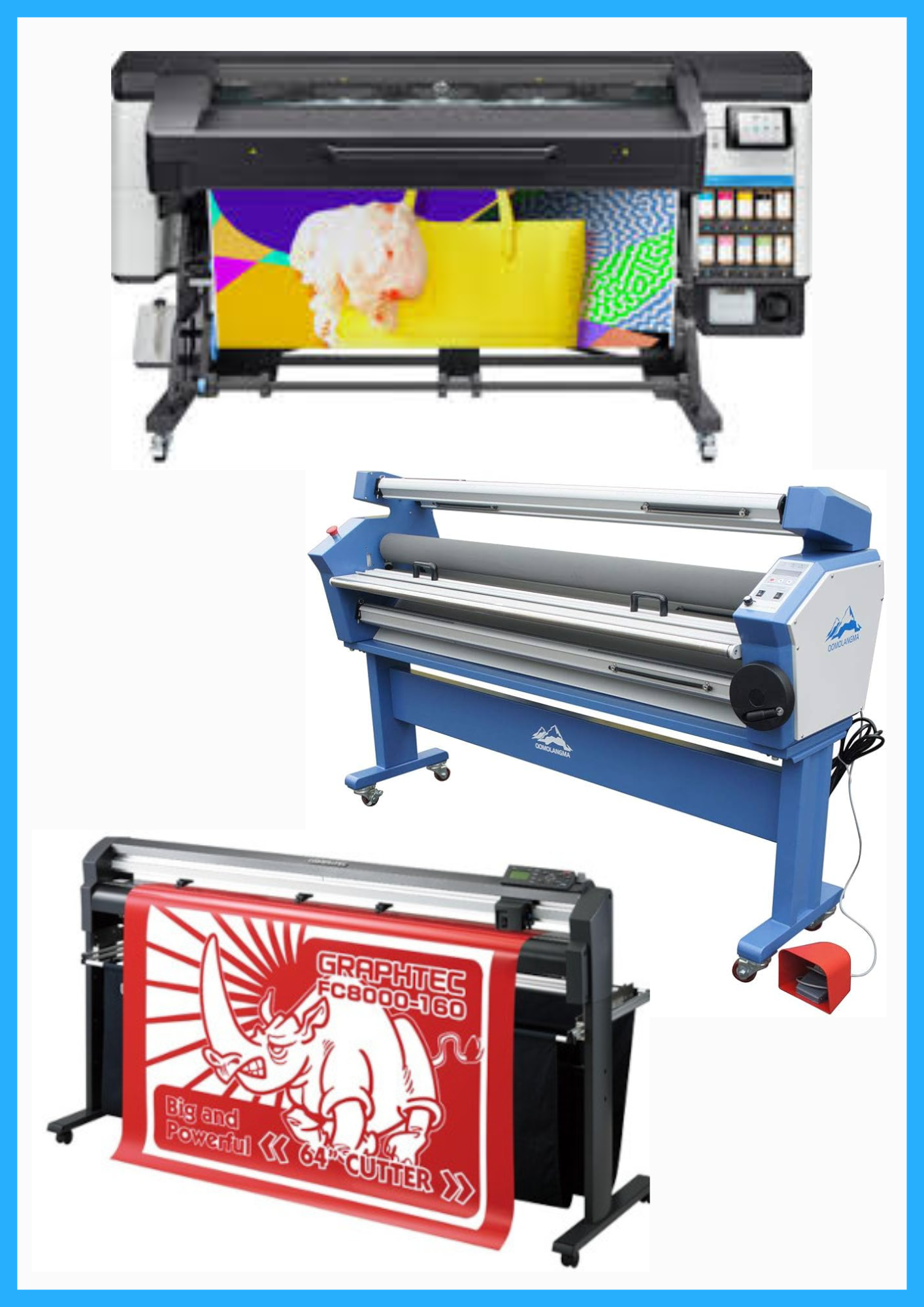 ON SALE - COMPLETE SOLUTION - HP Latex 700W 64" Wide Format Printer / Refurbished (1 Year Warranty) + 64" Graphtec FC8000-160 Vinyl Cutting Plotter - Refurbished (1 Year Warranty) + 55" Full-Auto Wide Format Cold Laminator with Heat Assisted - New