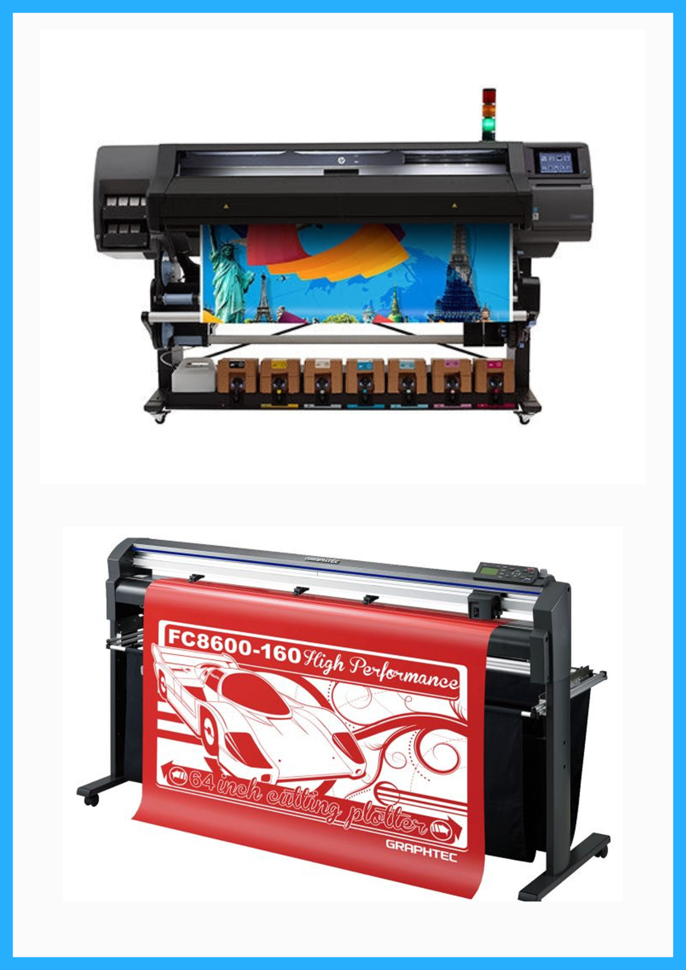 ON SALE - BUNDLE - HP Latex 570 64" Printer with Starter Supplies - Refurbished (1 Year Warranty) + 64" Graphtec FC8600-160 Vinyl Cutting Plotter - Refurbished (1 Year Warranty)