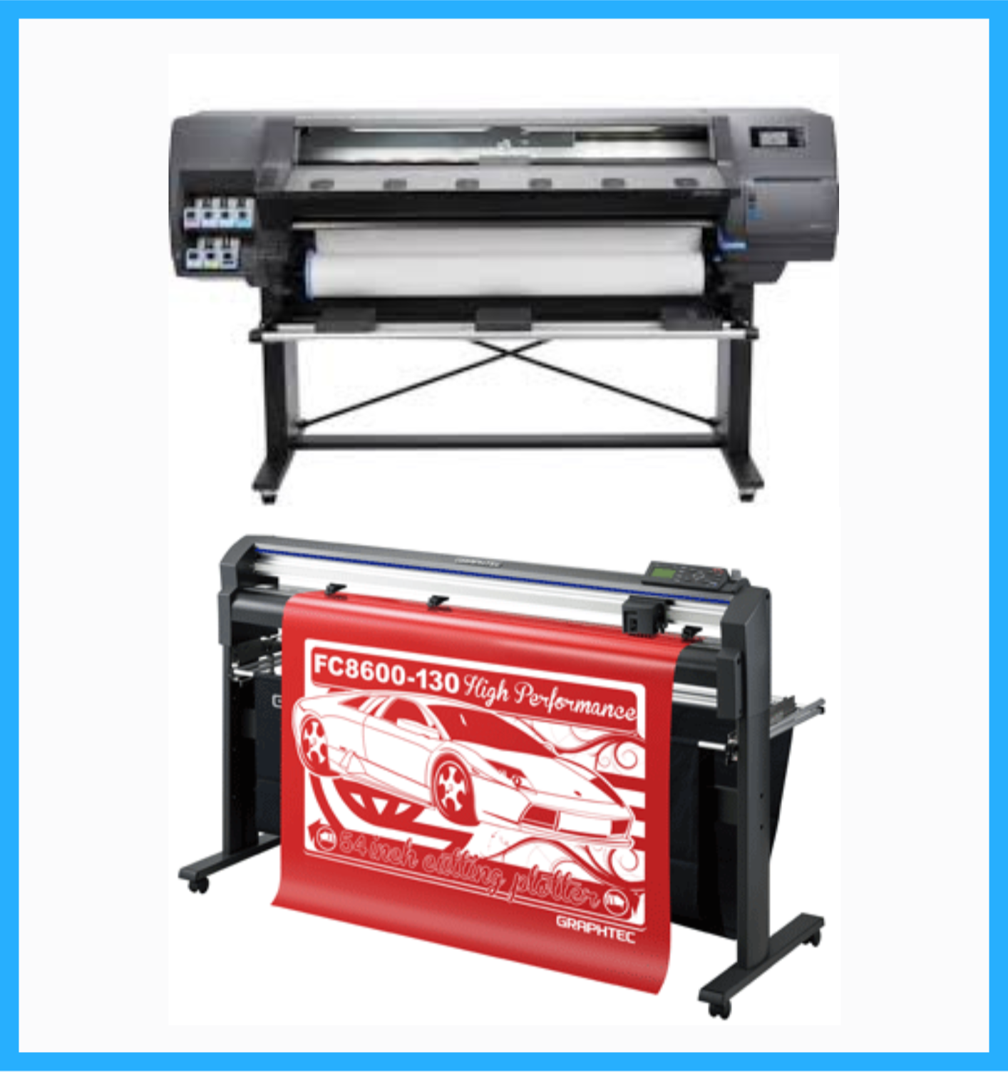 ON SALE - BUNDLE - HP Latex 110 54" Printer - Refurbished (90 Days Warranty) + 54" Graphtec FC8600-130 High Performance Vinyl Cutting Plotter - Refurbished (90 Days Warranty)