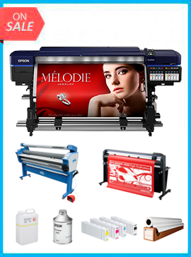 ON SALE - COMPLETE SOLUTION - Epson Surecolor S80600 (Refurbished) + 64" Graphtec FC8600-160 High Performance Vinyl Cutting Plotter + Upgraded Ving 63" Wide Format Cold Laminator + Starter Kit