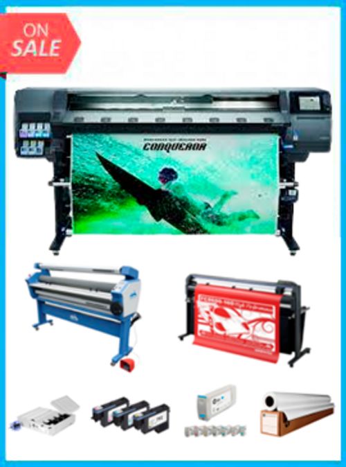 ON SALE - COMPLETE SOLUTION - HP Latex 365 - Refurbished (90 Days, 1, 2, 3 or 4 Years Warranty) + 64" Graphtec FC8600-160 Vinyl Cutting Plotter - Refurbished (90 Days Warranty) + 63" Wide Format Cold Laminator - New + Starter Kit