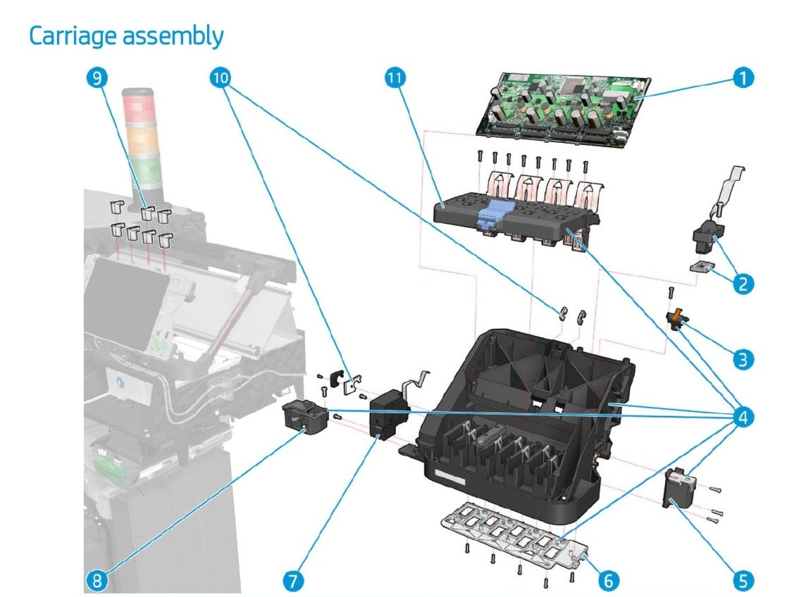 Carriage Assembly W/O Pca-Sol-Ls for the HP Latex 560 and 570 Series (M0E29-67012) - Refurbished
