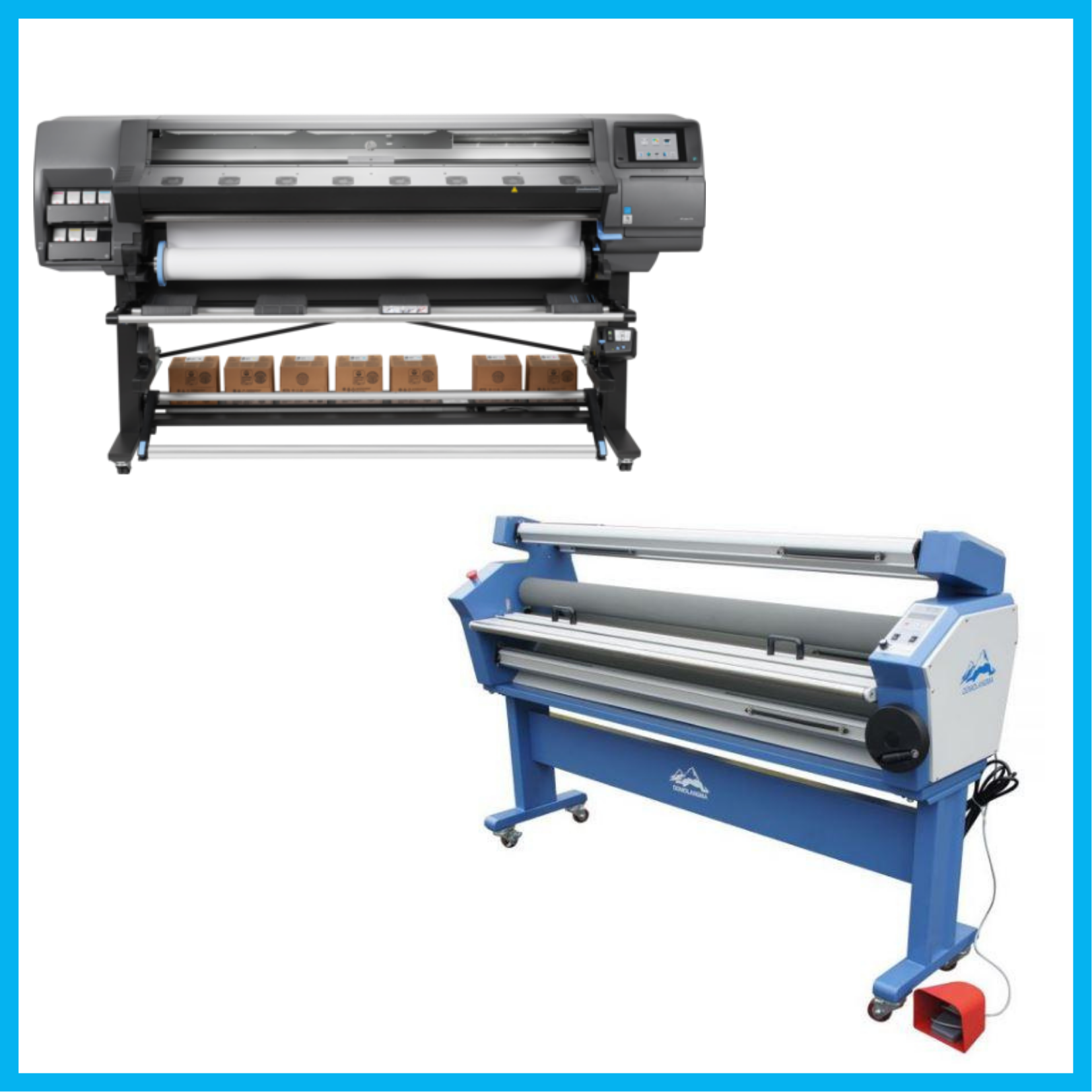 ON SALE - BUNDLE - HP Latex 370 64"- Refurbished (90 Days, 1, 2, 3 or 4 Years Warranty) + 55" Full-Auto Wide Format Cold Laminator with Heat Assisted