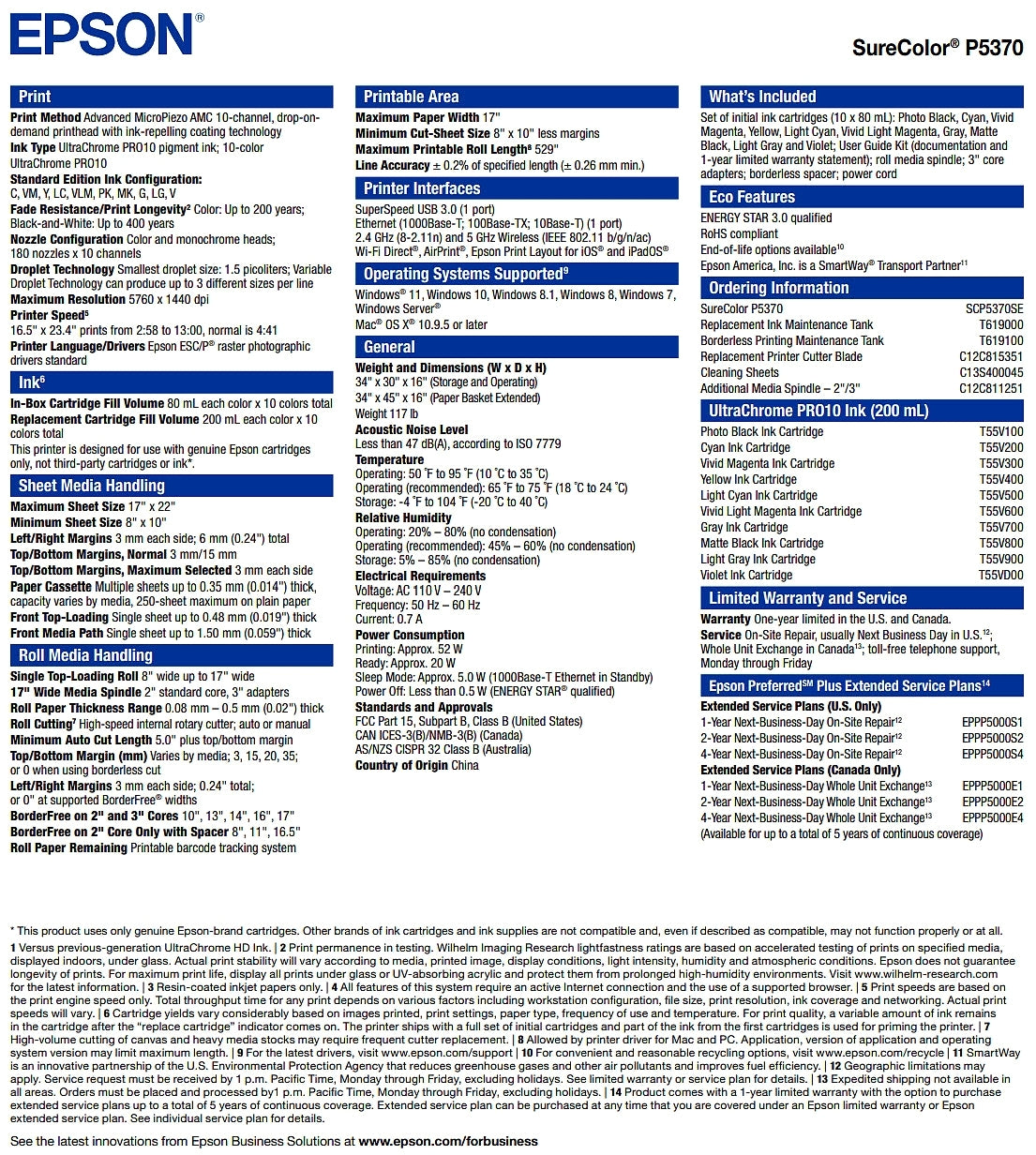 Epson SureColor P5370 17" Professional Photographic Printer - New