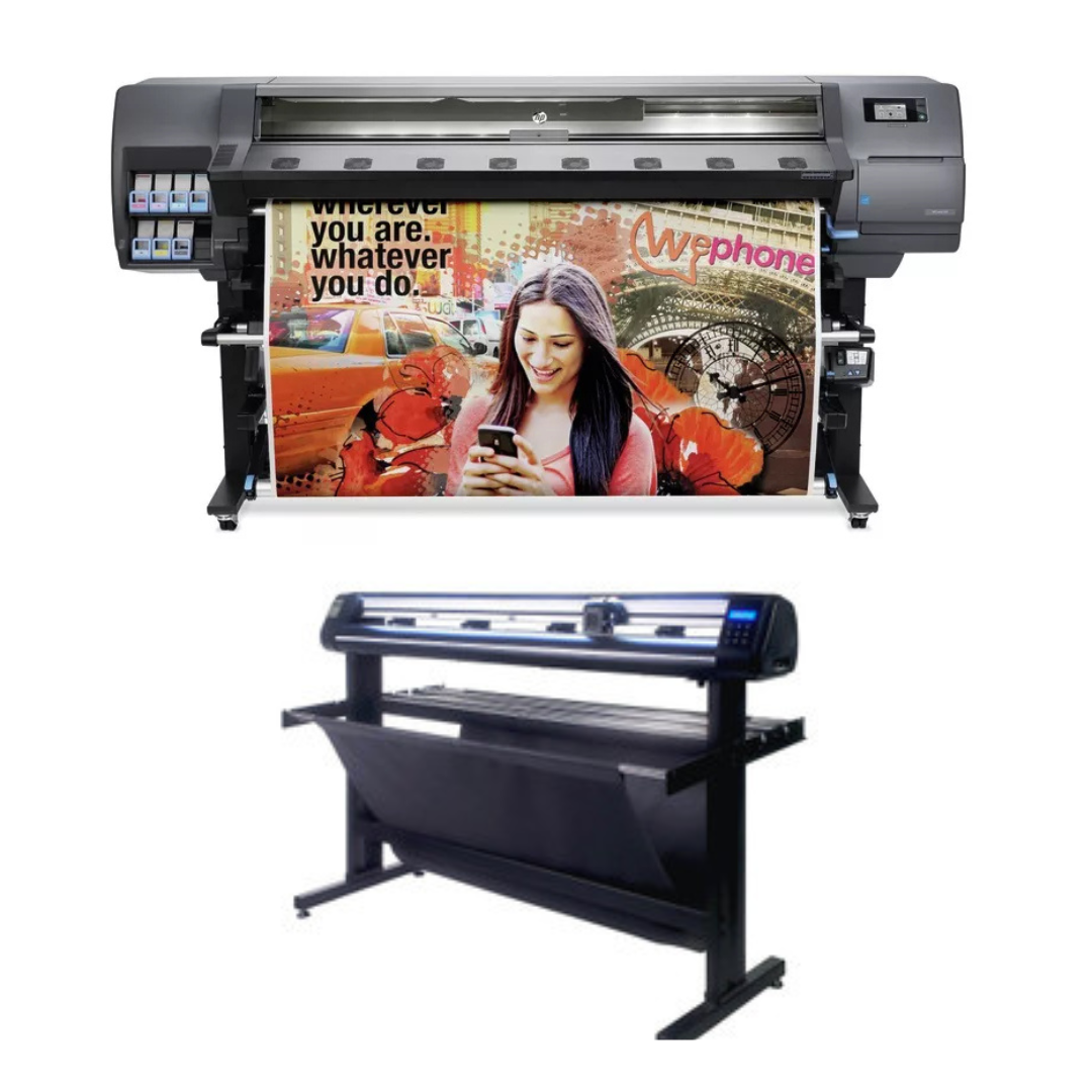 ON SALE - BUNDLE - HP Latex 330 64" Printer - Refurbished (90 Days, 1, 2, 3 or 4 Years Warranty) + 53" Vinyl Cutter Machine with ARMS Contour Cutting & Barcode Job Management (MH300) - New