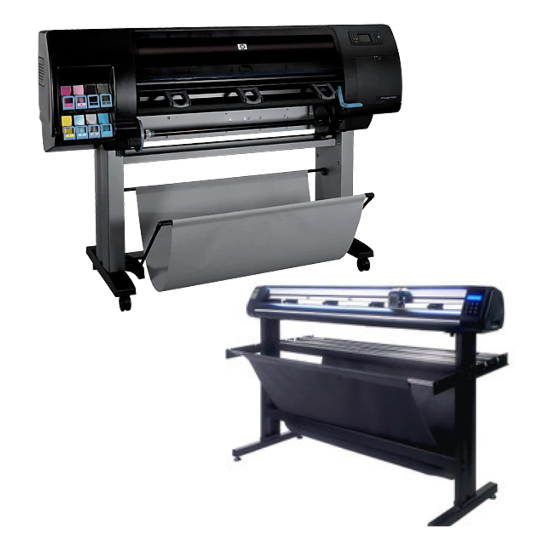 BUNDLE - HP DesignJet Z6100PS 60-in Printer - Refurbished (90 Days Warranty) + 53" Vinyl Cutter Machine with ARMS Contour Cutting & Barcode Job Management (MH300) - New