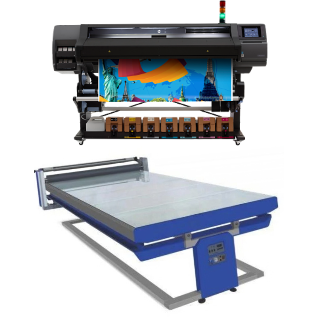 BUNDLE- HP Latex 570 64" Wide Format - Refurbished (90 Days, 1, 2, 3 or 4 Years Warranty) + 67in x 126in Flatbed Hot and Cold Laminator for Rigid & Flex Media - New