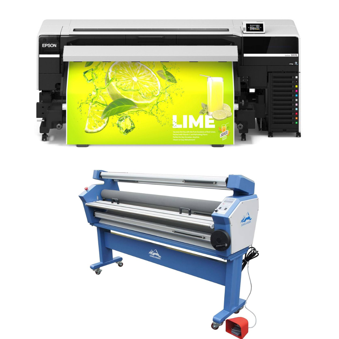 BUNDLE - Epson SureColor S9170 64" Roll-to-Roll Solvent Printer - New + 63" Full-auto Low Temp. Wide Format Cold Laminator, with Heat Assisted - New
