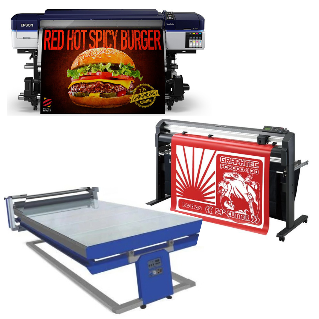 COMPLETE SOLUTION - Epson SureColor S40600 Production Edition - Refurbished (1 Year Warranty) + 54" Graphtec FC8000-130 Vinyl Cutting Plotter - Refurbished (1 Year Warranty) + 67in x 126in Flatbed Hot and Cold Laminator for Rigid & Flex Media - New