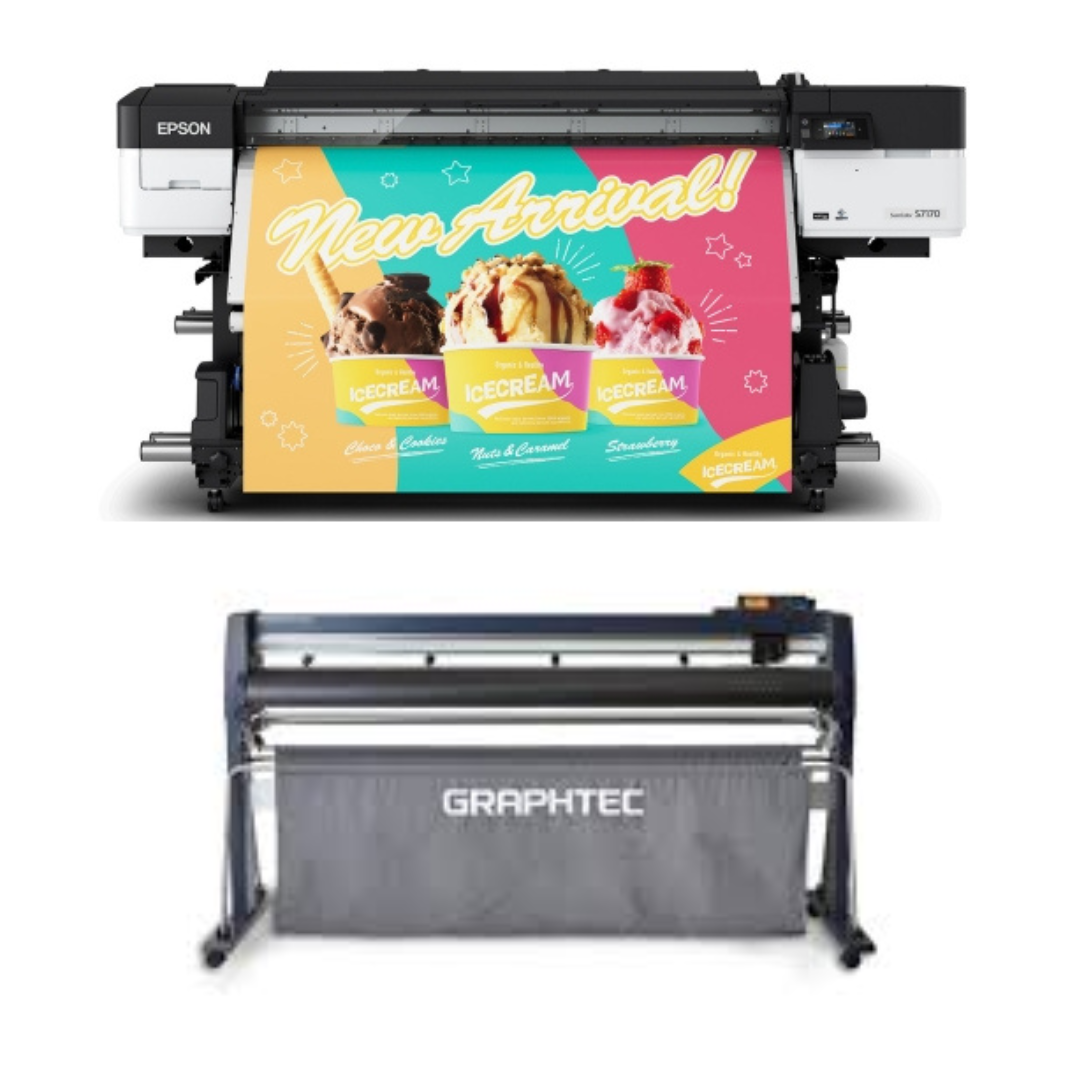 BUNDLE - Epson SureColor S7170 64" Production Edition Solvent Printer - New + 64" Graphtec FC9000-160 Wide Cutter - New