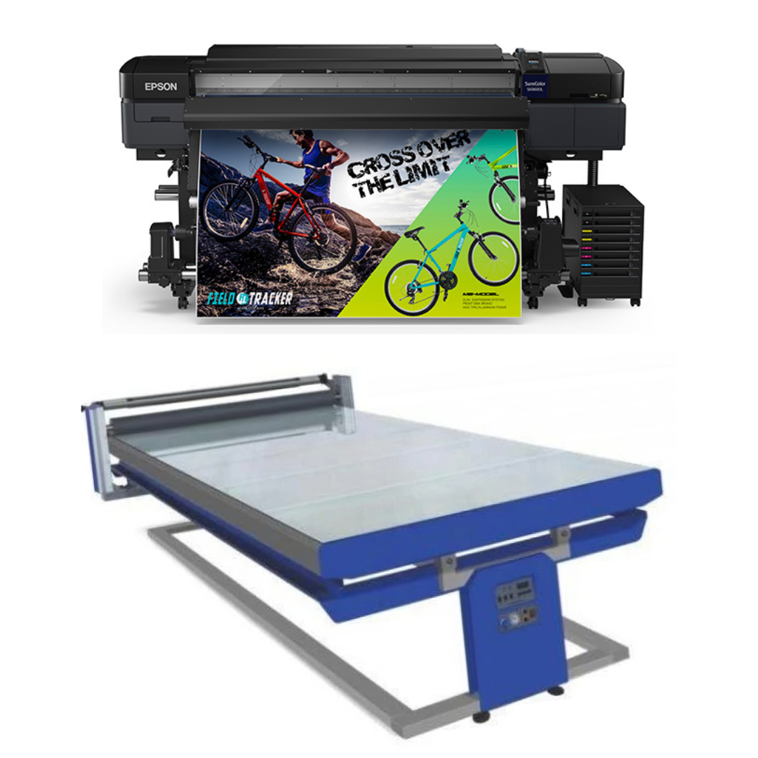 BUNDLE - Epson SureColor S60600L 64" Roll-to-Roll Solvent 4-Color Bulk Ink Printer - Refurbished (1 Year Warranty) + 67in x 126in Flatbed Hot and Cold Laminator for Rigid & Flex Media - New