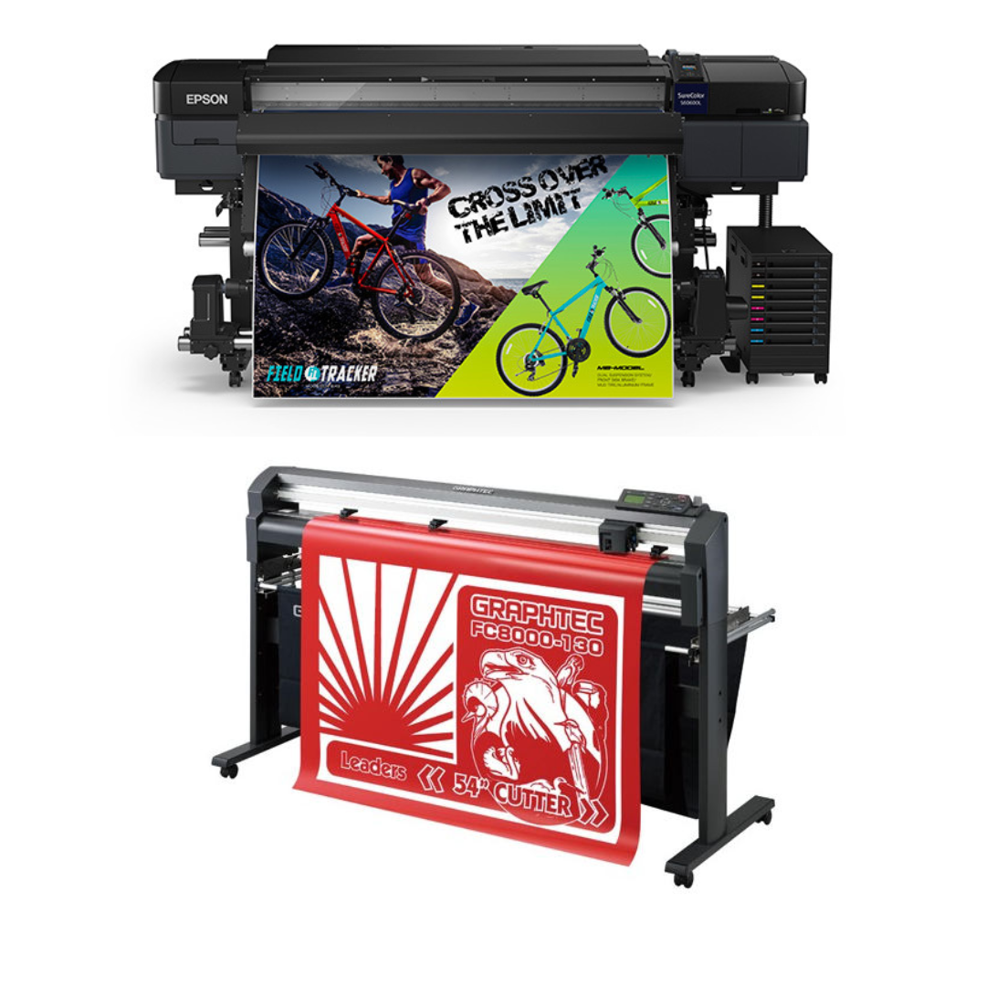 BUNDLE - Epson SureColor S60600L 64" Roll-to-Roll Solvent 4-Color Bulk Ink Printer - Refurbished (1 Year Warranty) + 54" Graphtec FC8000-130 Vinyl Cutting Plotter - Refurbished (1 Year Warranty)
