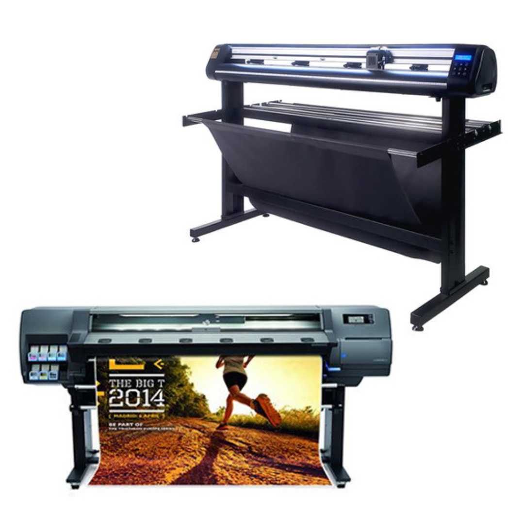 BUNDLE - HP Latex 310 54" Printer - Refurbished (90 Days Warranty) + 53" Professional Vinyl Cutter Machine with ARMS Contour Cutting, Barcode Workflow, and Vacuum Hold-Down (MH400) - New