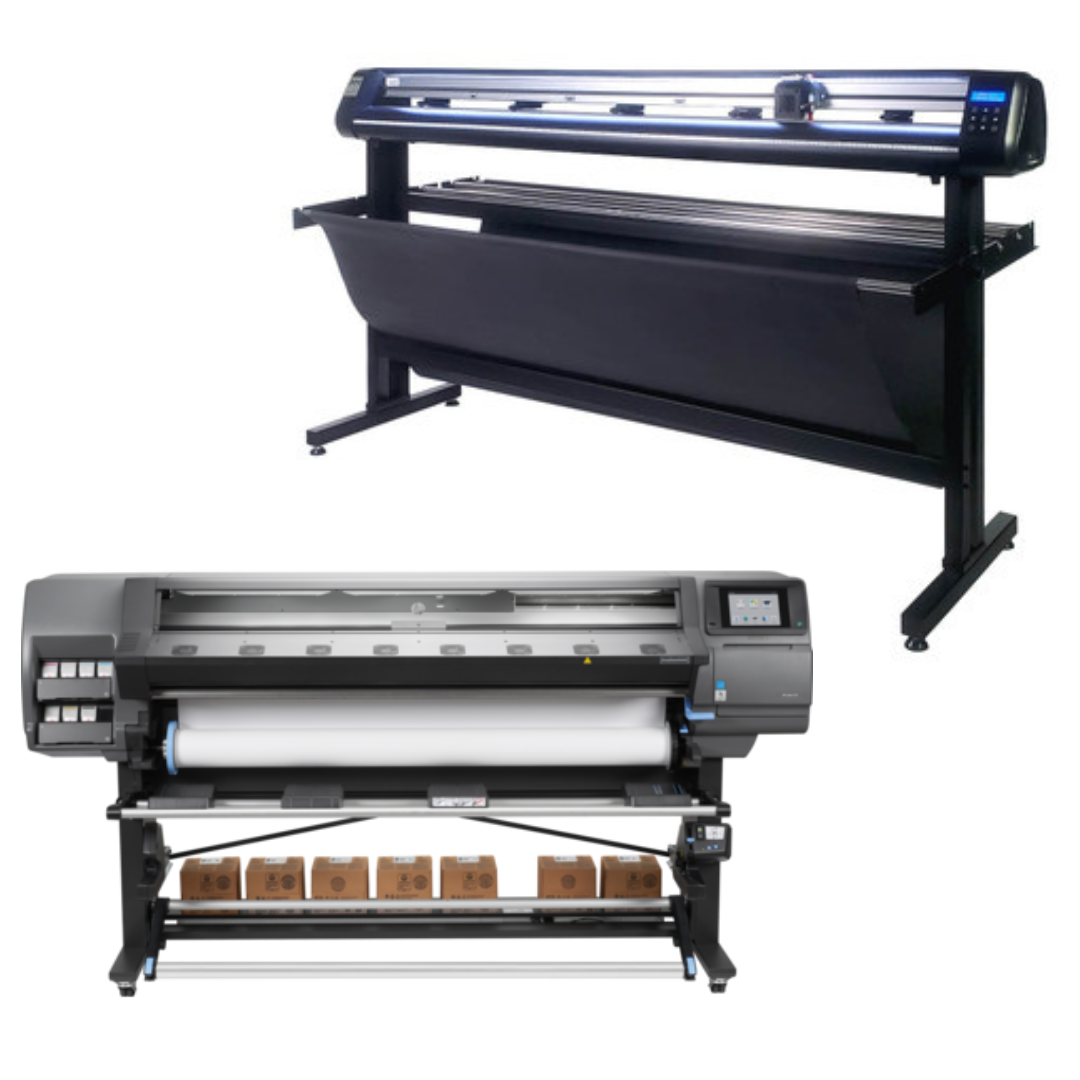 BUNDLE - HP Latex 370 64"- Refurbished (90 Days Warranty) + 65" Vinyl Cutter Machine with ARMS Contour Cutting & Barcode Job Management - MH300 / New