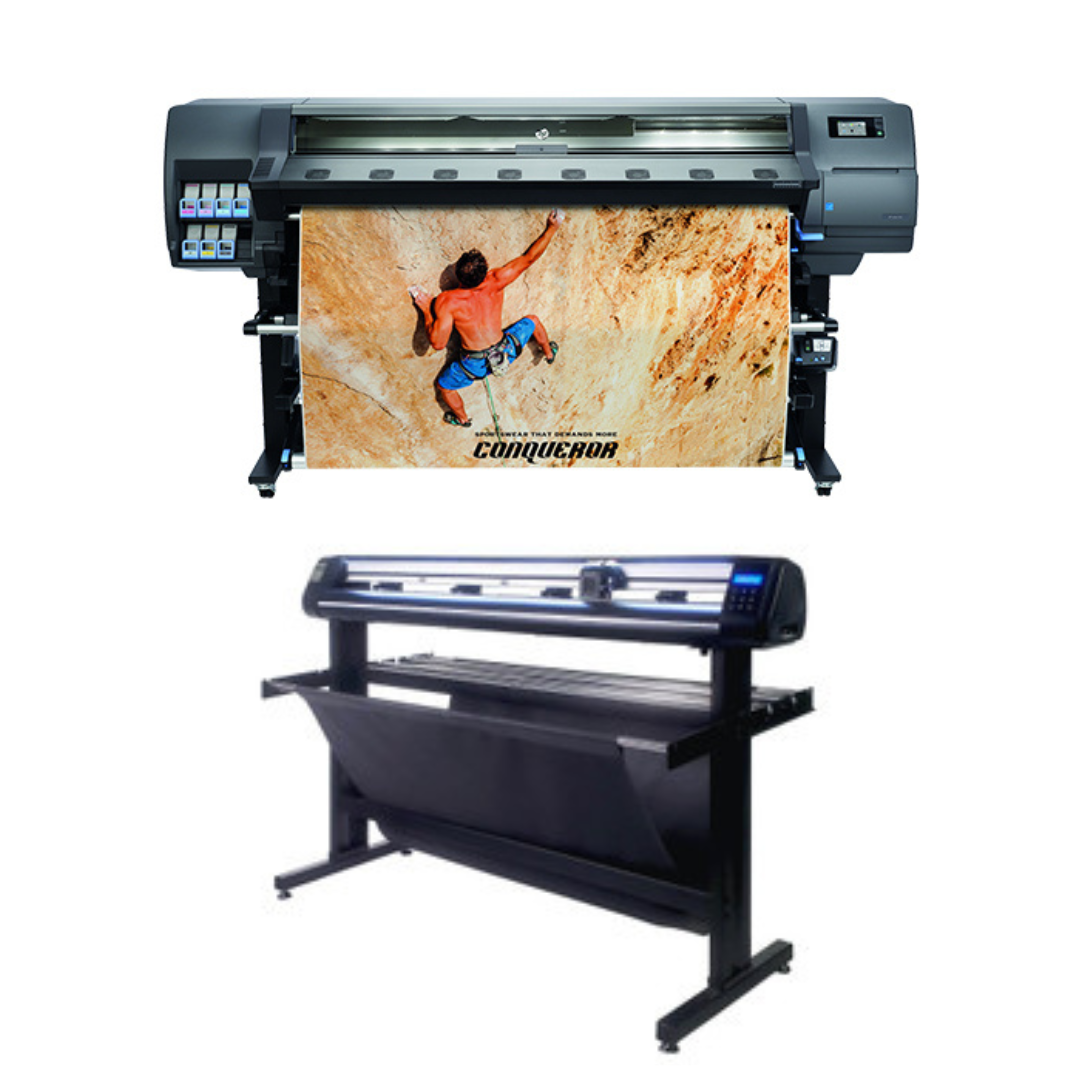 ON SALE - BUNDLE - HP Latex 335 64" Large-Format Printer - Refurbished (90 Days, 1, 2, 3 or 4 Years Warranty) + 53" Vinyl Cutter Machine with ARMS Contour Cutting & Barcode Job Management (MH300)
