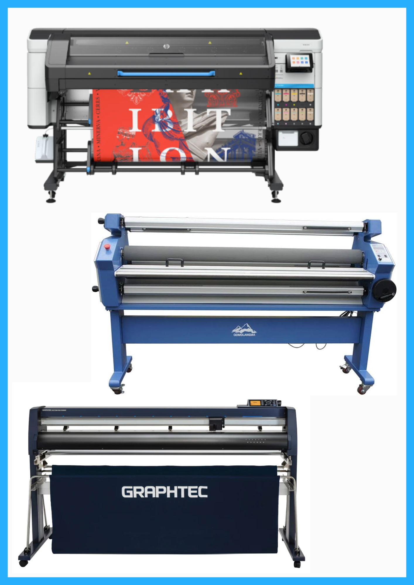 ON SALE - COMPLETE SOLUTION - HP Latex 730W 64" Wide Format Printer - New + 64" Graphtec FC9000-160 Wide Cutter - New + 55" Full-Auto Wide Format Cold Laminator with Heat Assisted - New