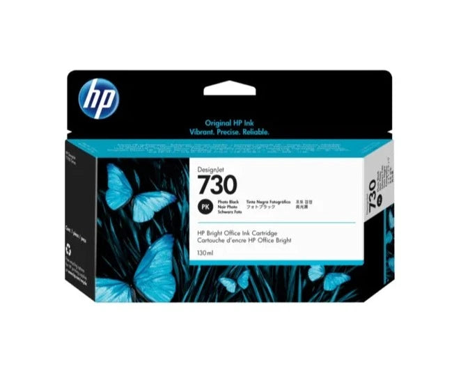 HP 730 130-ml Photo Black DesignJet Ink Cartridge for HP DesignJet T1600, T1600dr, T1700, T1700dr, T2600, T2600dr - P2V67A