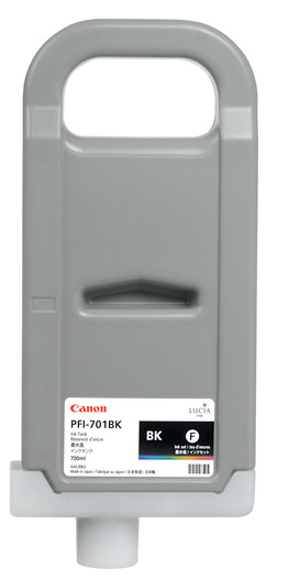 Canon PFI-701BK Black Ink Tank (700ml) for imagePROGRAF iPF8000, iPF8000S, iPF9000, iPF9000S - 0900B001AA