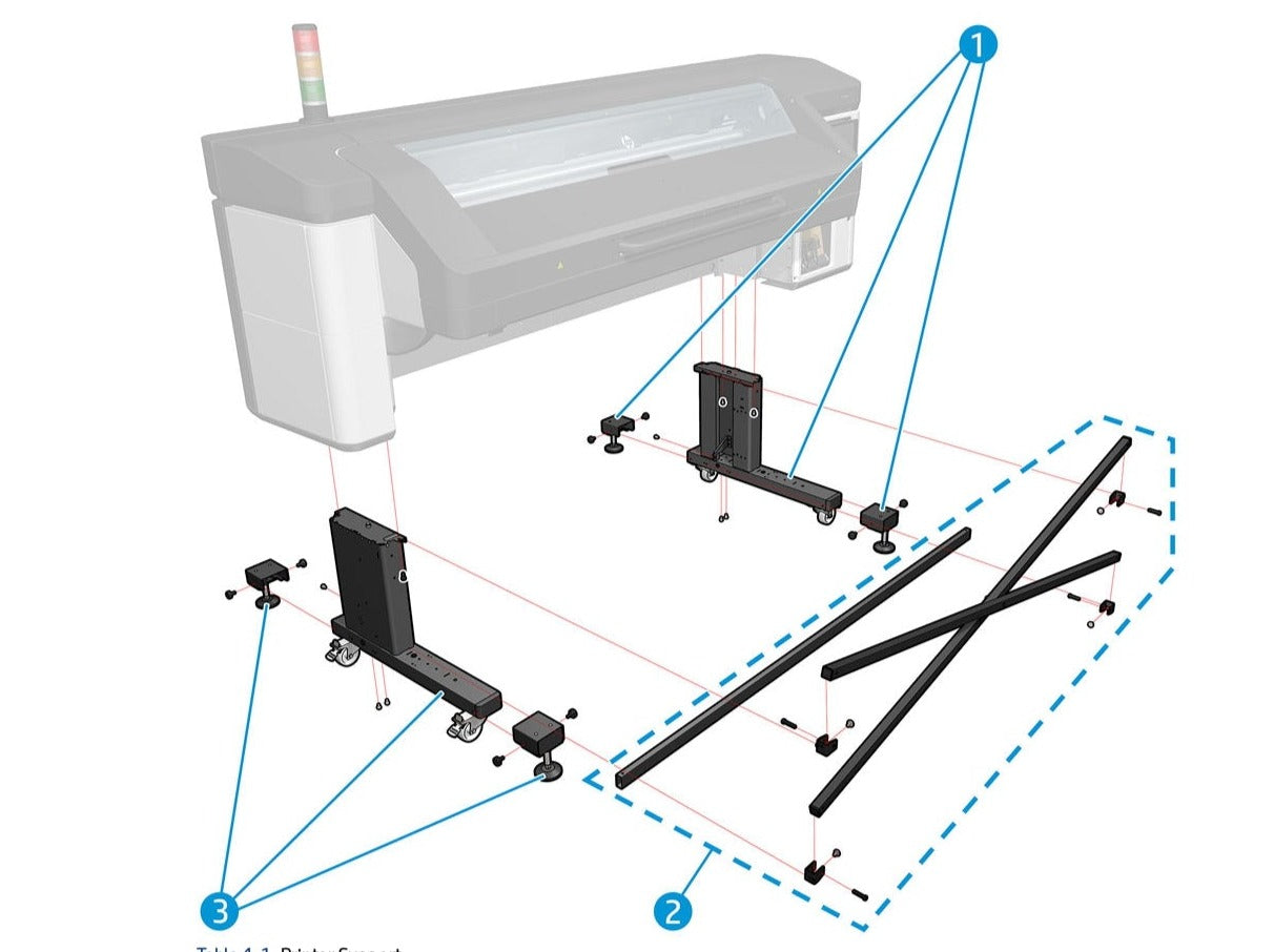 Left foot assembly for HP Latex 700, 700W and 800W Printers (Y0U21-67187)