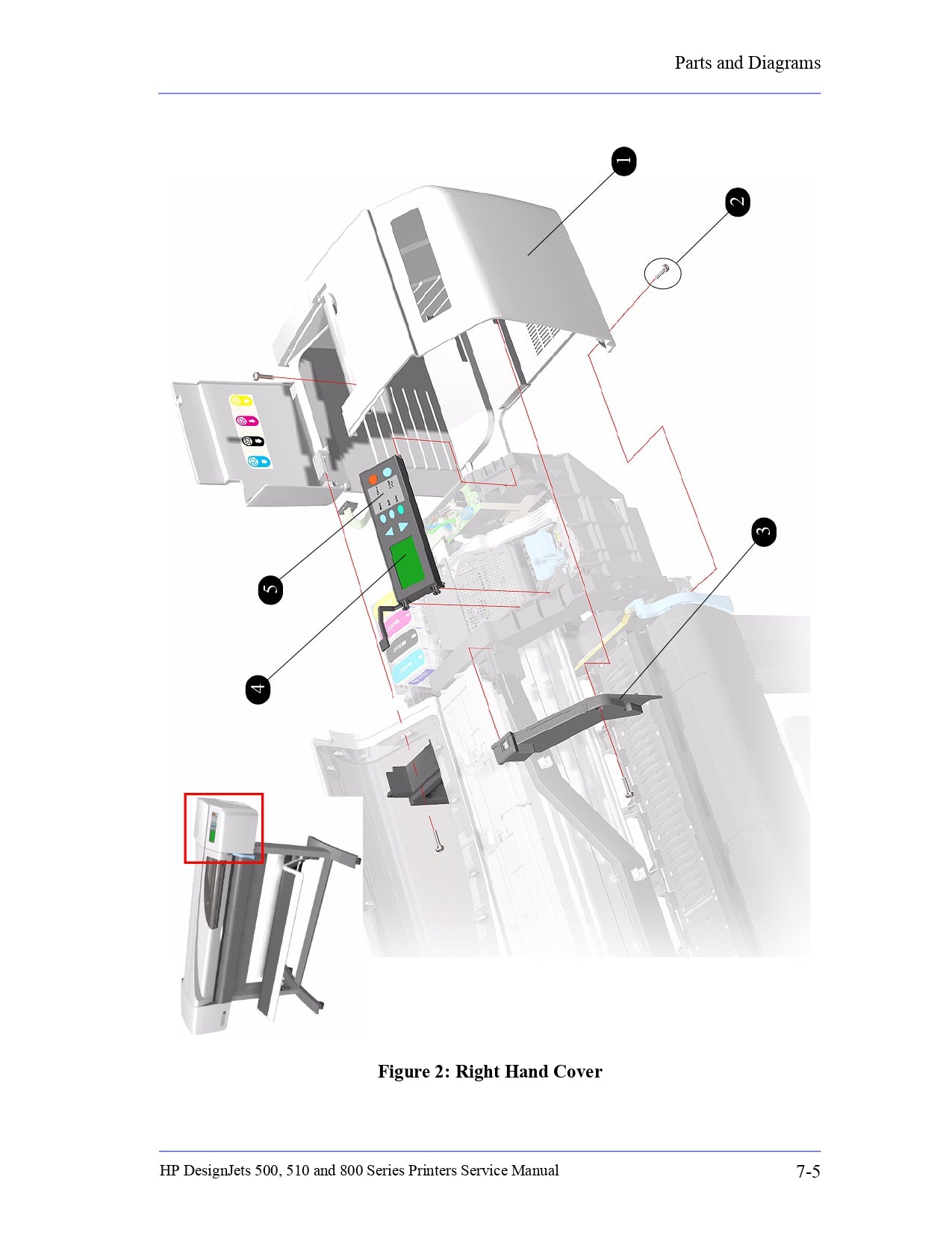 C7769-60159 Right Hand Cover - Grey (HP DesignJet 500 Series Only)