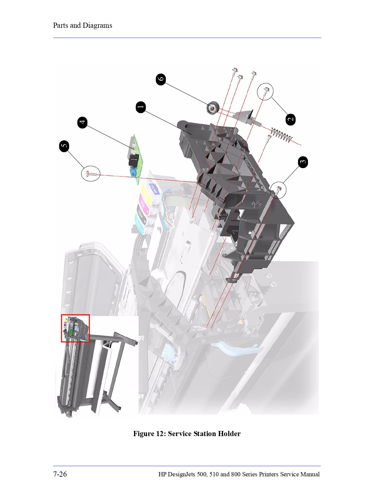 C7769-60391 Service Station Holder (Right Hand Bracket) - For HP DesignJets 500, 510 and 800 Series Printers