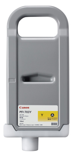 Canon PFI-703Y Yellow Ink Tank (700ml) for imagePROGRAF, iPF810, iPF810 PRO, iPF815, iPF815 MFP, iPF815 MFP M40, iPF820, iPF820 PRO, iPF825, iPF825 MFP, iPF825 MFP M40 - 2966B001AA