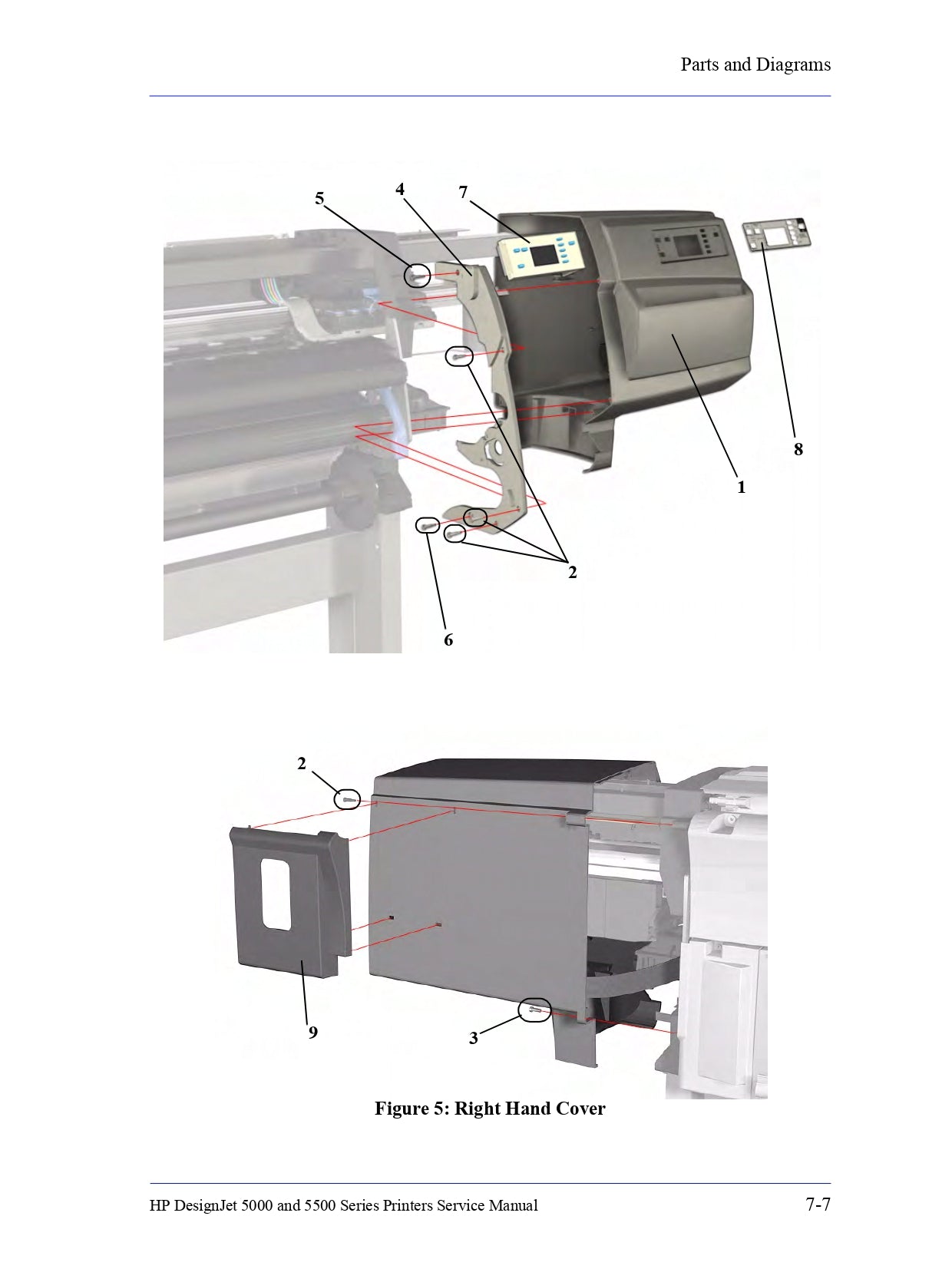 Right Hand Cover for HP DesignJet 5000/5500 Printers (C6090-60038)