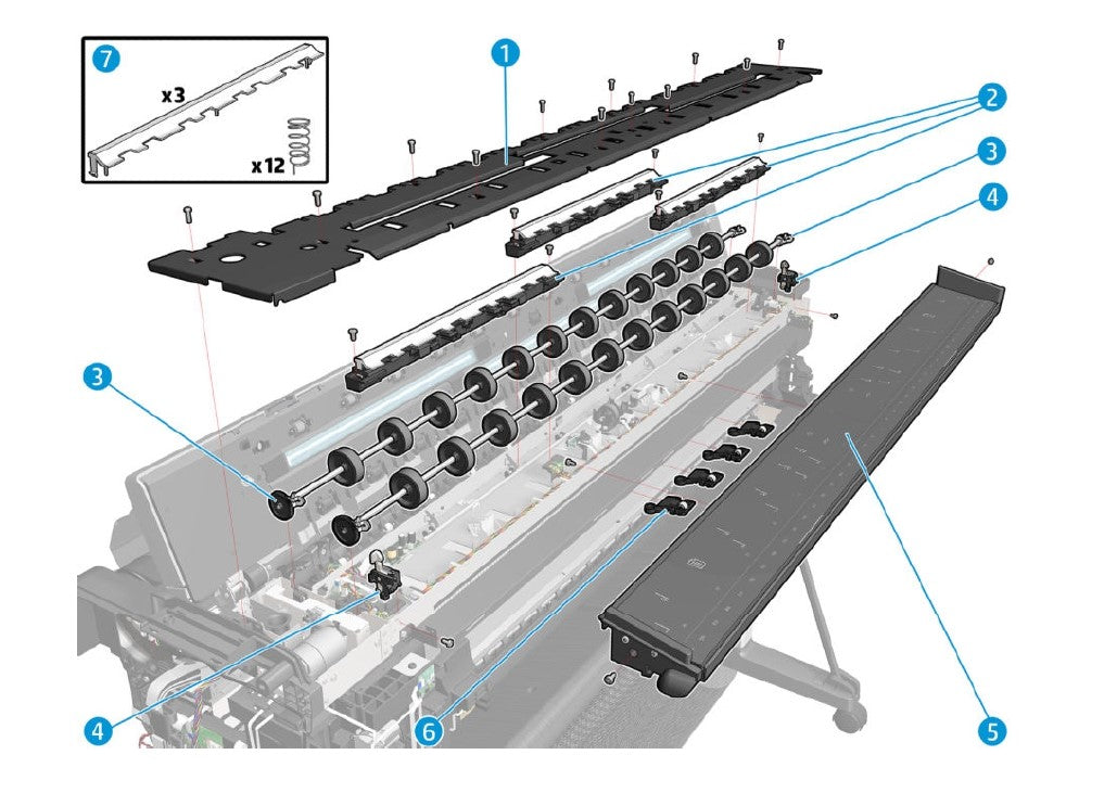 Bottom Platen SV for the HP Designjet T830 Series (F9A30-67042)