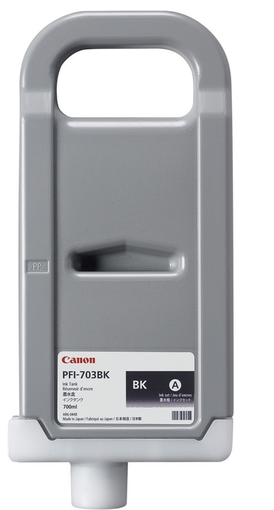 Canon PFI-703BK Dye Black Ink Tank (700ml) for imagePROGRAF iPF810, iPF810 PRO, iPF815, iPF815 MFP, iPF820, iPF820 PRO, iPF825, iPF825 MFP - 2963B001AA