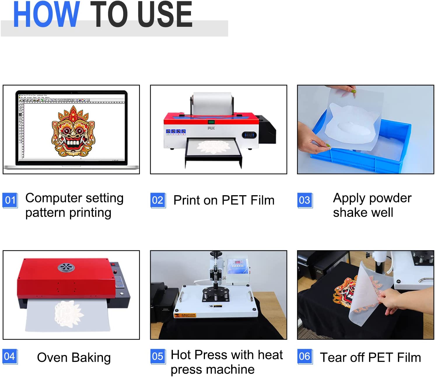 DTF L1800 Transfer Printer with Roll Feeder, Direct to Film Print Preheating A3 DTF Printer for DIY Print T-Shirts, Hoodie, Fabrics (A3 DTF Printer + Oven)