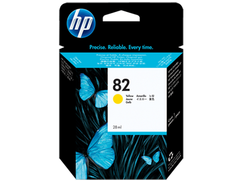 HP 82 Yellow Ink Cartridge 28ml for DesignJet 500, 510, 800 - CH568A