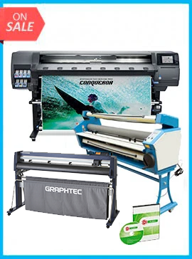 COMPLETE SOLUTION - Plotter HP Latex 365 New + GRAPHTEC CUTTER FC9000-160 64" (162.6 cm) Wide Cutter - New + Upgraded Ving 63" Full-auto Low Temp. Wide Format Cold Laminator, with Heat Assisted + Includes Flexi RIP Software www.wideimagesolutions.com Complete Solutions 22490.99