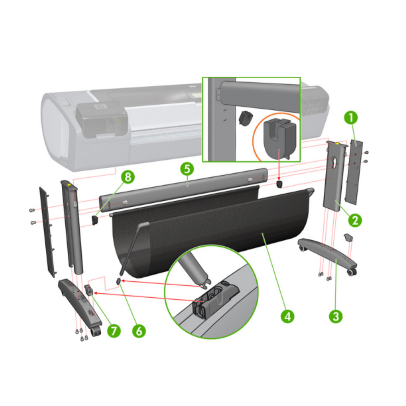 NEW HP T790 Leg Cover (Left & Right) - Q5669-60718 www.wideimagesolutions.com 101.00