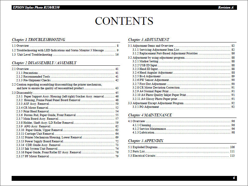 EPSON R220/R230 Service Manual